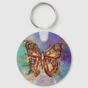 BUTTERFLY IN GOLD SPARKLES KEY RING