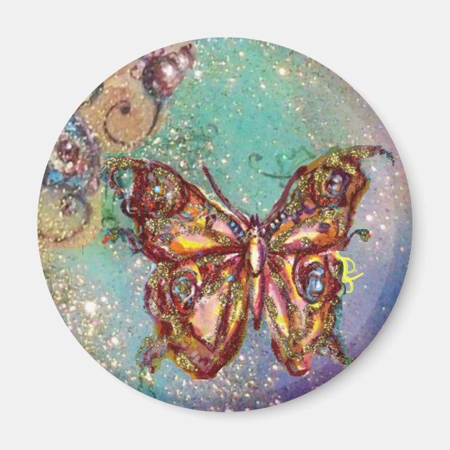 BUTTERFLY IN GOLD SPARKLES MAGNET (Front)