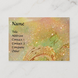 BUTTERFLY IN GOLD YELLOW GREEN RED BROWN SPARKLES BUSINESS CARD