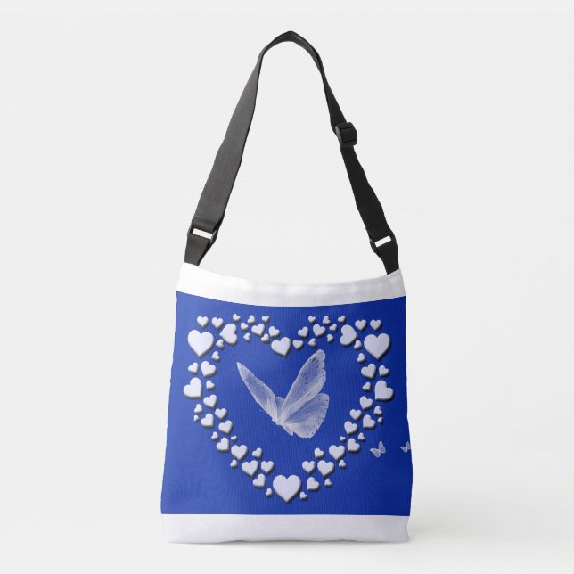 Butterfly In Hearts Crossbody Bag (Front)
