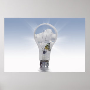 Butterfly In Light Bulb Poster