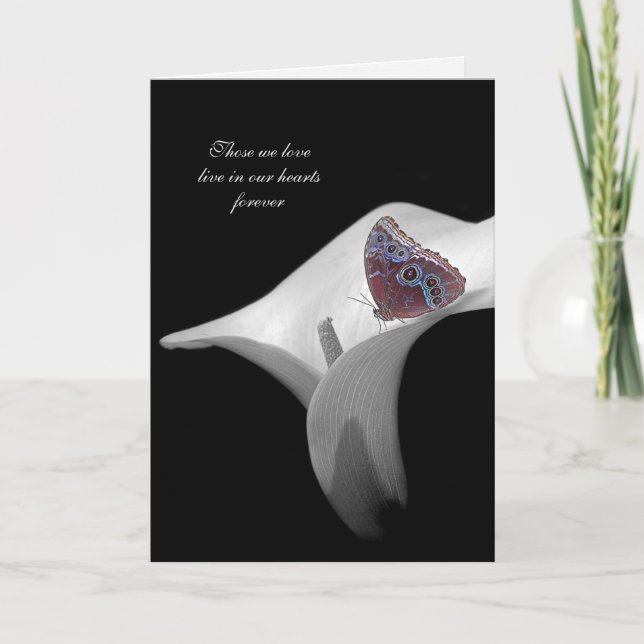 Butterfly in lily for Sympathy Card (Front)