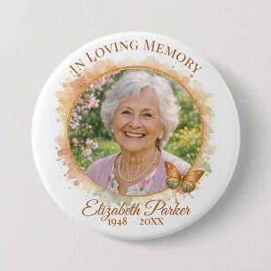 Butterfly In Loving Memory Memorial Button Pin