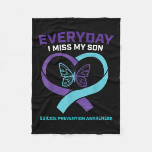 Butterfly In Loving Memory Son Suicide Prevention  Fleece Blanket