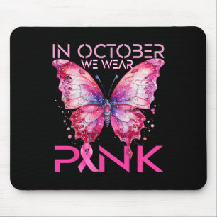 Butterfly In October We Wear Pink Breast Cancer Aw Mouse Mat