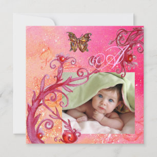 BUTTERFLY IN PINK, BABY GIRL SHOWER Photo Template
