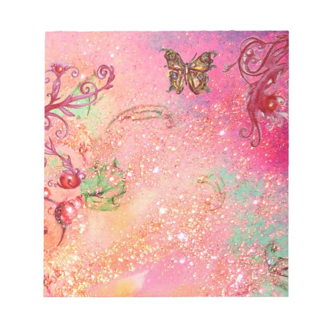 BUTTERFLY IN PINK FUCHSIA SPARKLES NOTEPAD (Front)