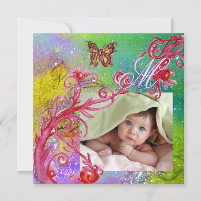 BUTTERFLY IN PURPLE, BABY SHOWER Photo Template (Front)