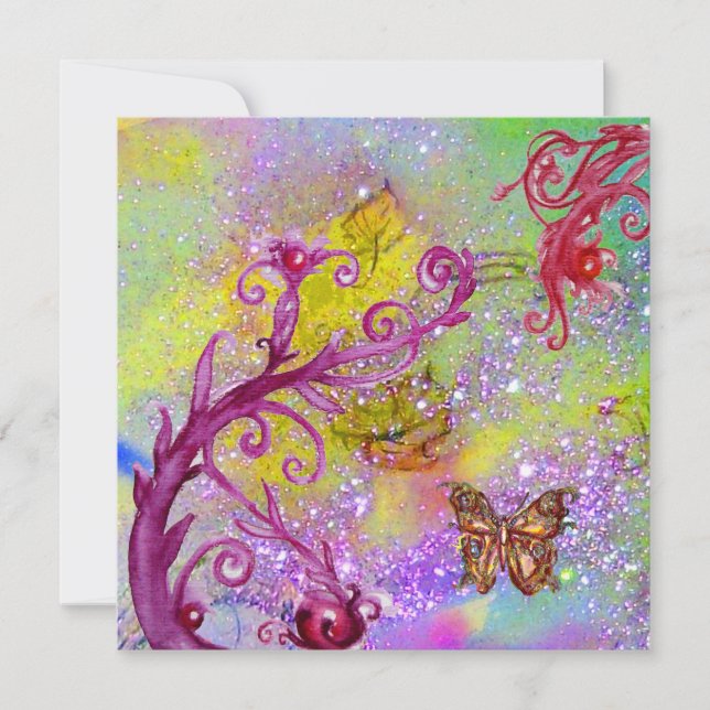 BUTTERFLY IN PURPLE SPARKLES Elegant Wedding Party Invitation (Front)
