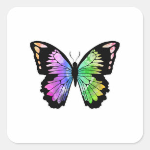 Butterfly in Rainbow Colours Square Sticker