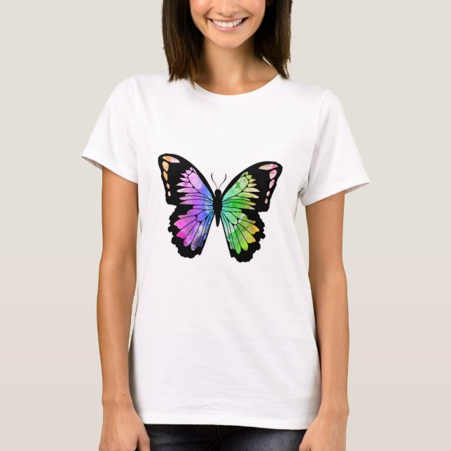 Butterfly in Rainbow Colours T-Shirt (Front)