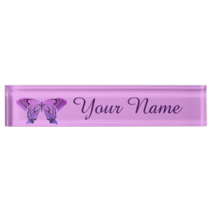 Butterfly in Shades of Purple Nameplate