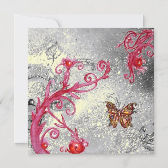 BUTTERFLY IN SPARKLE 2 red gold metallic wedding Invitation (Front)
