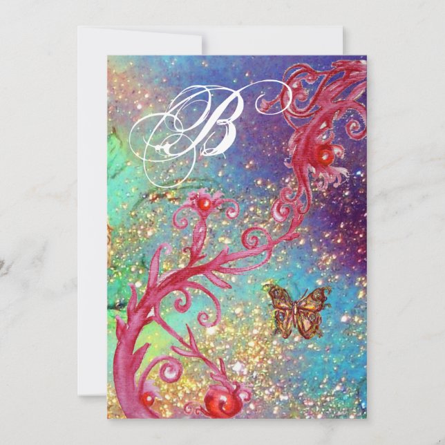 BUTTERFLY IN SPARKLES 2 Elegant Wedding Monogram , Invitation (Front)