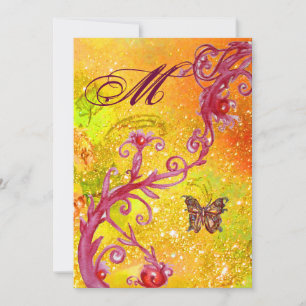 BUTTERFLY IN SPARKLES 2 Elegant Wedding Monogram Invitation