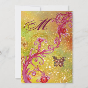 BUTTERFLY IN SPARKLES 2 Elegant Wedding Monogram Invitation
