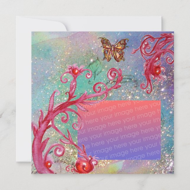 BUTTERFLY IN SPARKLES Blue Wedding Photo Template (Front)