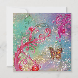 BUTTERFLY IN SPARKLES Elegant Blue Wedding Party Invitation
