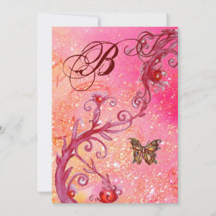 BUTTERFLY IN SPARKLES Elegant Wedding Monogram Invitation