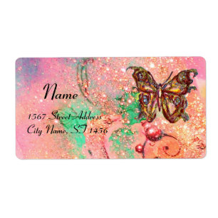 BUTTERFLY IN SPARKLES , pink green