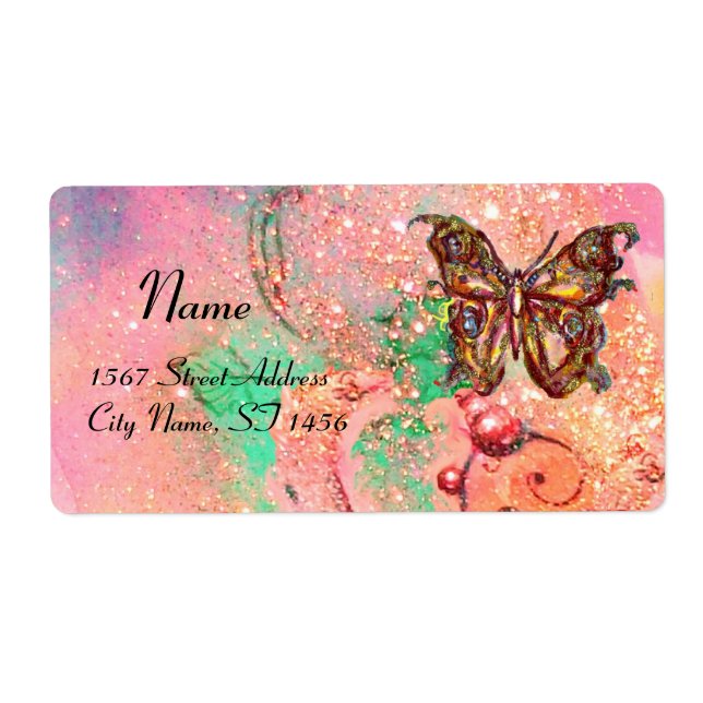BUTTERFLY IN SPARKLES , pink green (Front)