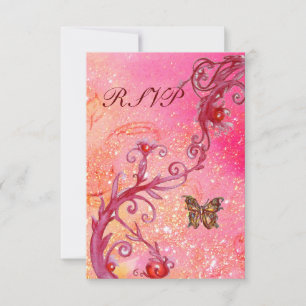 BUTTERFLY IN  SPARKLES RSVP, Elegant Wedding Party RSVP Card