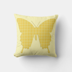 Butterfly in starburst print - golden yellow cushion
