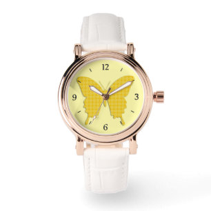 Butterfly in starburst print - golden yellow watch