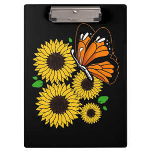 Butterfly In Sunflower Garden Clipboard