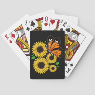 Butterfly In Sunflower Garden Playing Cards