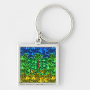 butterfly in the background of the Amazigh flag Key Ring