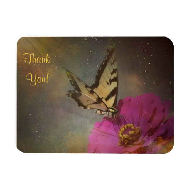 Butterfly In The Garden Thank You Magnet (Horizontal)
