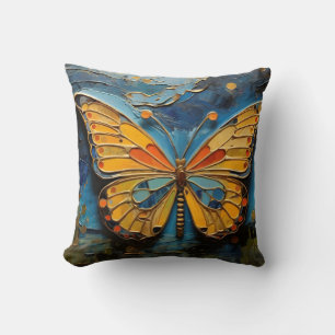 Butterfly In The Night Sky Painting #2 Cushion