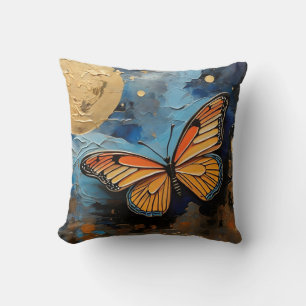 Butterfly In The Night Sky Painting Cushion