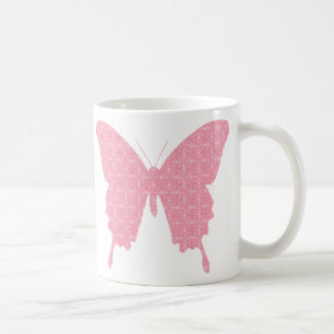 Butterfly in wallpaper print - light pink coffee mug