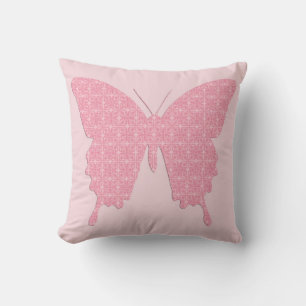 Butterfly in wallpaper print - light pink cushion