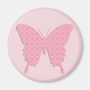 Butterfly in wallpaper print - light pink magnet