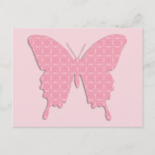 Butterfly in wallpaper print - light pink postcard