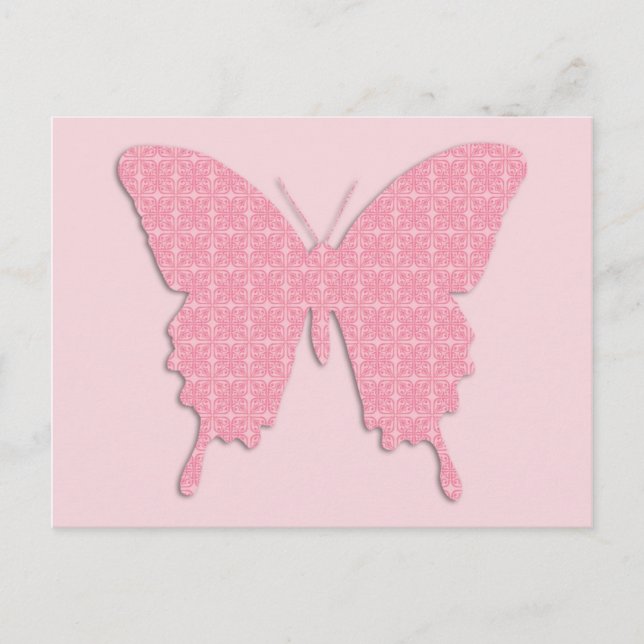 Butterfly in wallpaper print - light pink postcard (Front)