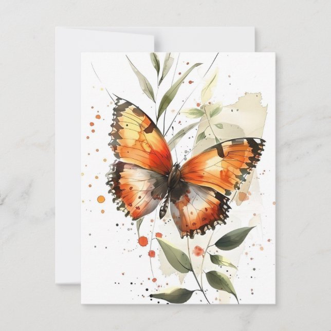 Butterfly In Watercolors Holiday Card (Front)