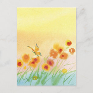 butterfly in wild field postcard