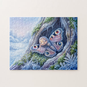 Butterfly in Winter Dormancy Covered in Frost Crys Jigsaw Puzzle