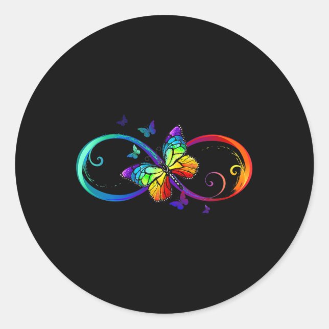 Butterfly Infinity Symbol Art Autism Awareness Neu Classic Round Sticker (Front)