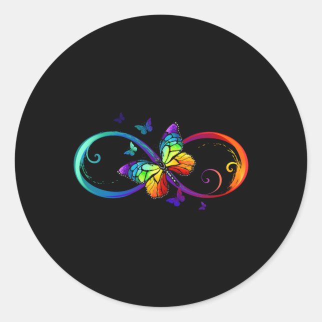 Butterfly Infinity Symbol Autism Awareness Neurodi Classic Round Sticker (Front)