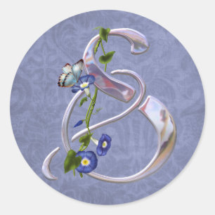 Butterfly Initial S Classic Round Sticker