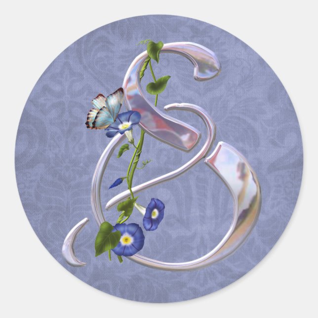 Butterfly Initial S Classic Round Sticker (Front)