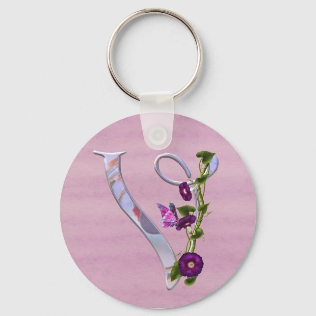 Butterfly Initial V Key Ring (Front)