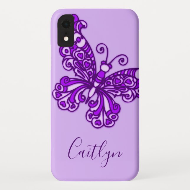Butterfly inked art purple custom name iphone case (Back)