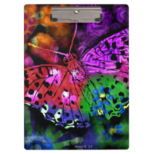 Butterfly Insect Abstract Purple Green Pink Orange Clipboard