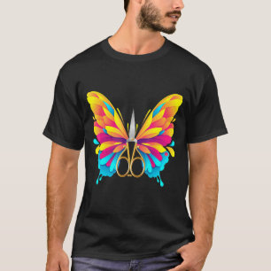 Butterfly Insect Fly Scissors Hairstyle Barber Hai T-Shirt